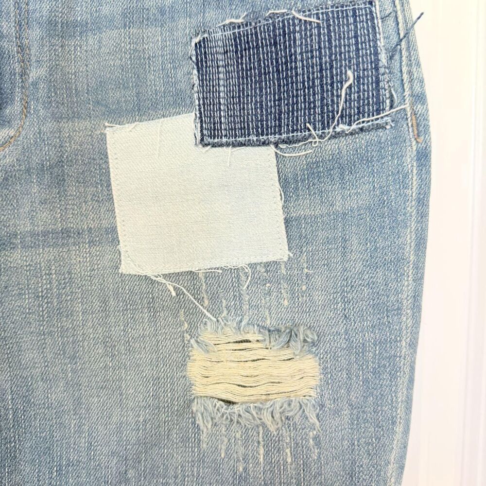 RACHEL Rachel Roy Patchwork Distressed Denim Mini Skirt - Size 26 - Picture 3 of 8
